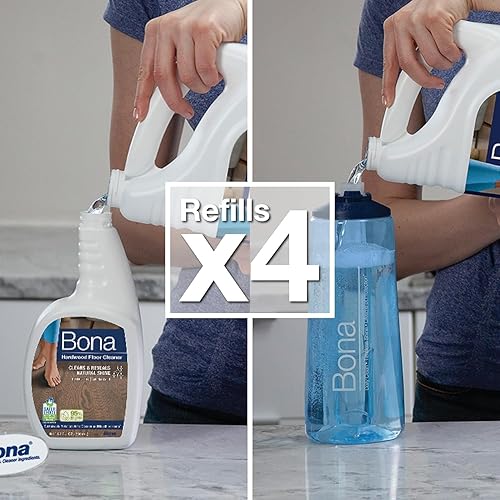 Miniatura 5 de Bona Recambio de limpiador de pisos de madera dura, 128 onzas líquidas, incluye paquete de paño de limpieza, solución de limpieza de suelos sin