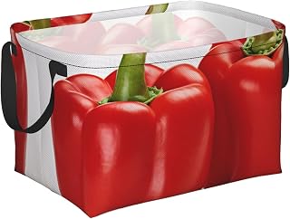 Storage Basket For Shelves Storage Bins With Handles Stylish Gift Basket | Two Red Bell Peppers Shelf Basket Foldable Storage Cubes Kids Baskets For Bedroom Laundry Room Home Decor