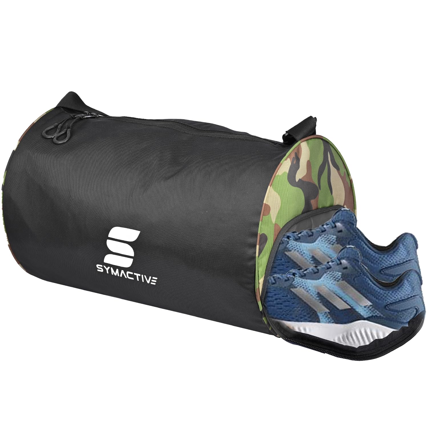 Amazon Brand - Symactive Sports Gym Bag Workout Fitness Tote Polyester Lightweight Men & Women Backpack for Sports Swimming Boxing Athletic Crossfit Exercise Yoga Fitness - Black and Miltery-image-21