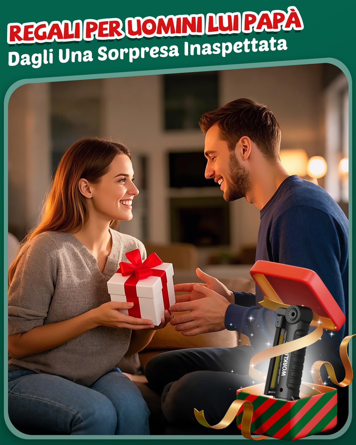 Coquimbo Regalo Uomo Torcia LED Lampada da Lavoro USB Ricaricabile COB Lampade di Ispezione Pieghevole con Base Magnetica e Gancio per Auto/Campeggio/Home e di Emergenza Uso (2 Pezzi)