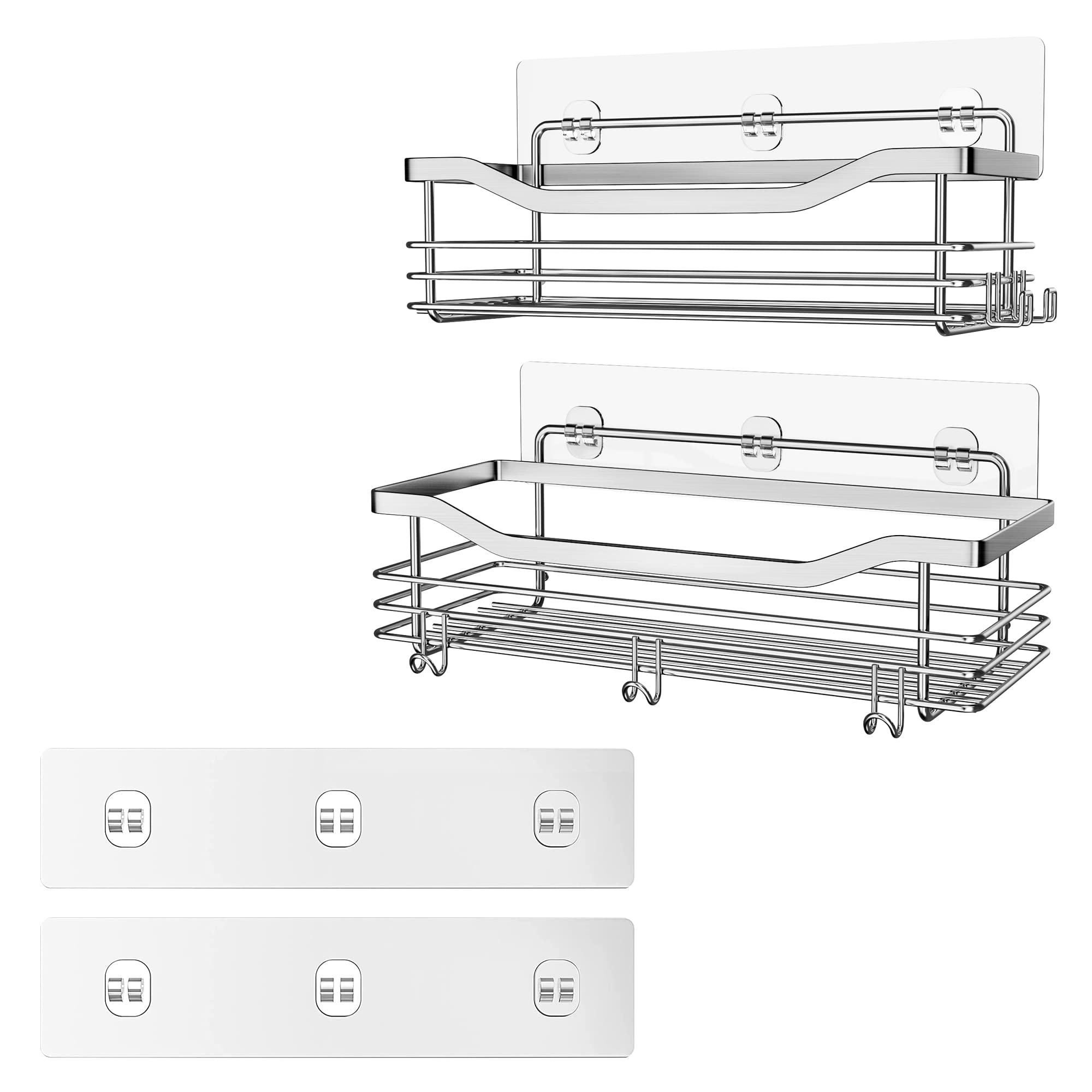 Orimade Adhesive Shower Caddy 2 Pack bundle with Adhesive Hook Sticker 2 Pack