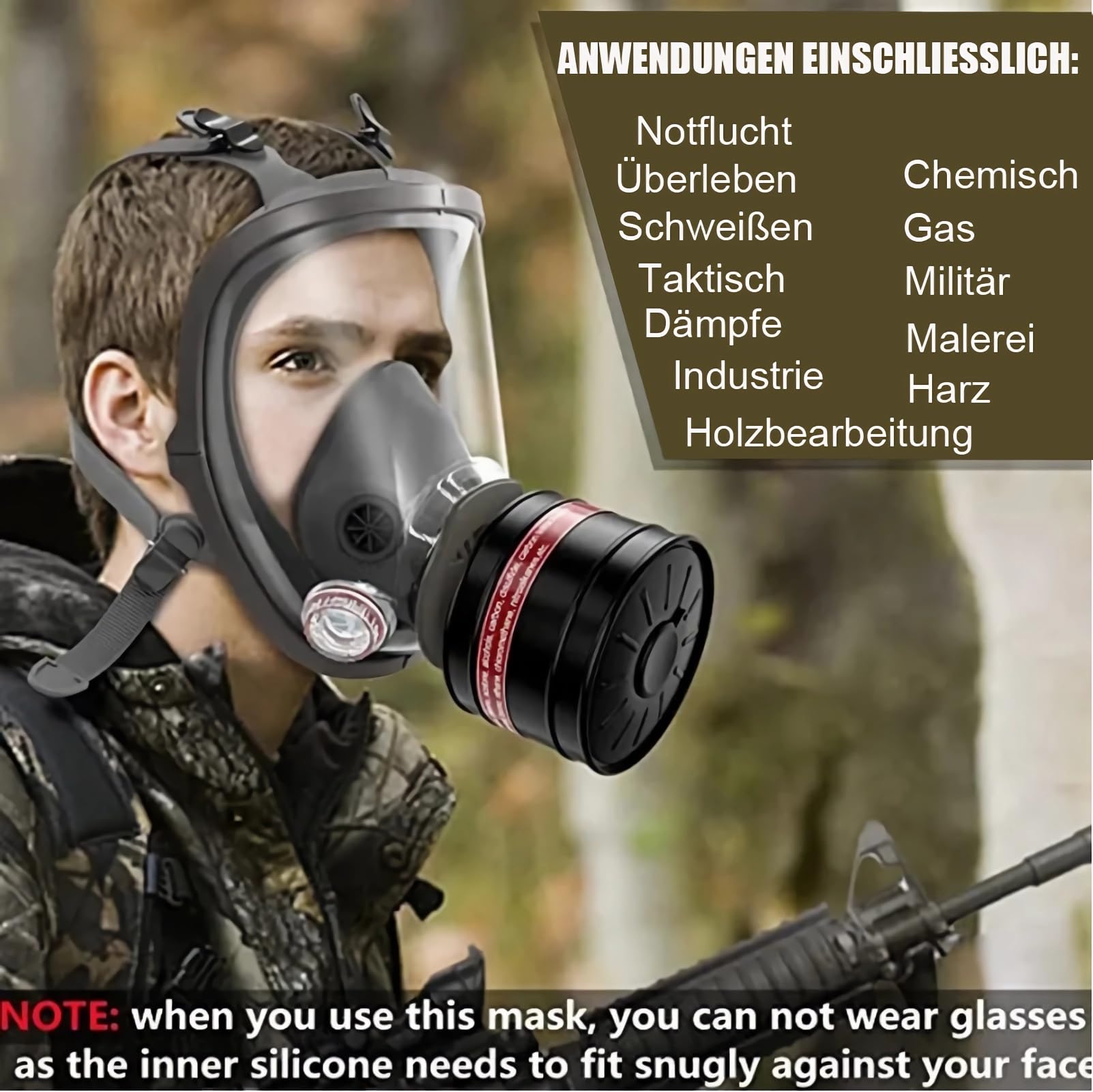 Masques à gaz réutilisables couvrant le visage entier utilisent des filtres à charbon actif de 40 mm, pour la peinture par pulvérisation, les pesticides, l’industrie chimique, la décoration