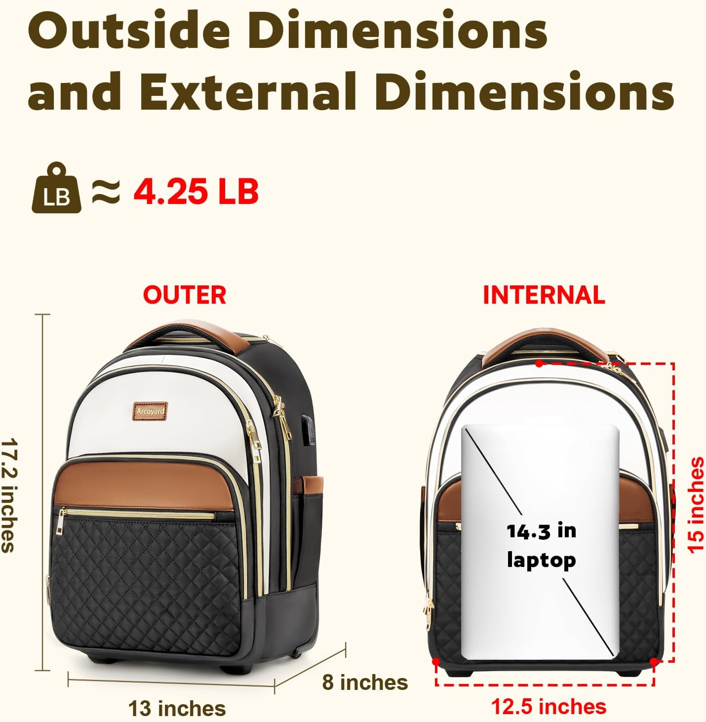 Small Rolling Backpack for Women, Lightweight Travel Backpack with Wheels, Roller Backpacks for Adults, Water Resistant Rolling Laptop Bag, Wheeled Underseat Carry On Luggage, Beige Brown - Image 5