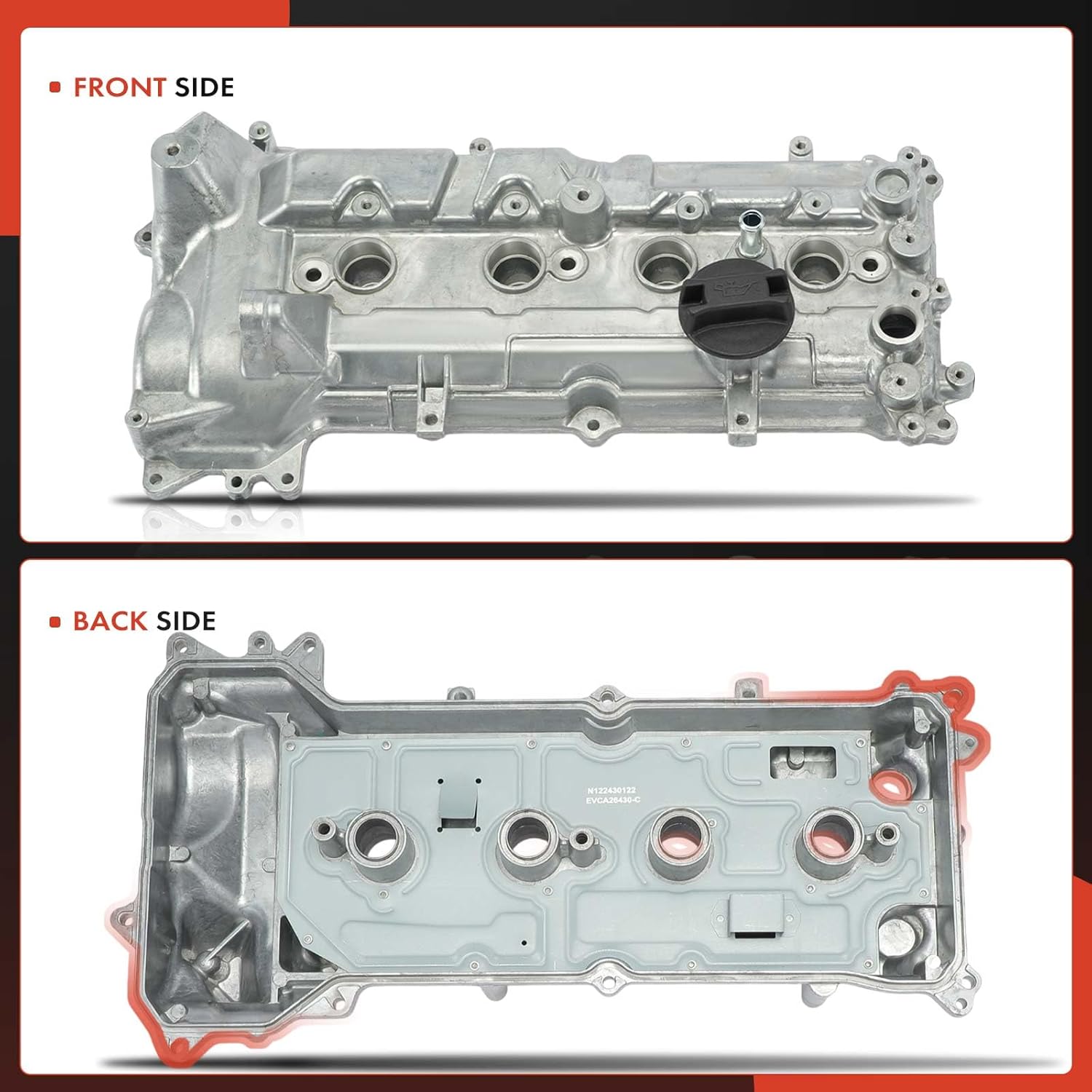 A-Premium Upgraded Aluminum Engine Valve Cover with Valve Cover Gasket and Oil Filler Cap Compatible with Nissan Versa 2012-2019, Versa Note 2014-2019