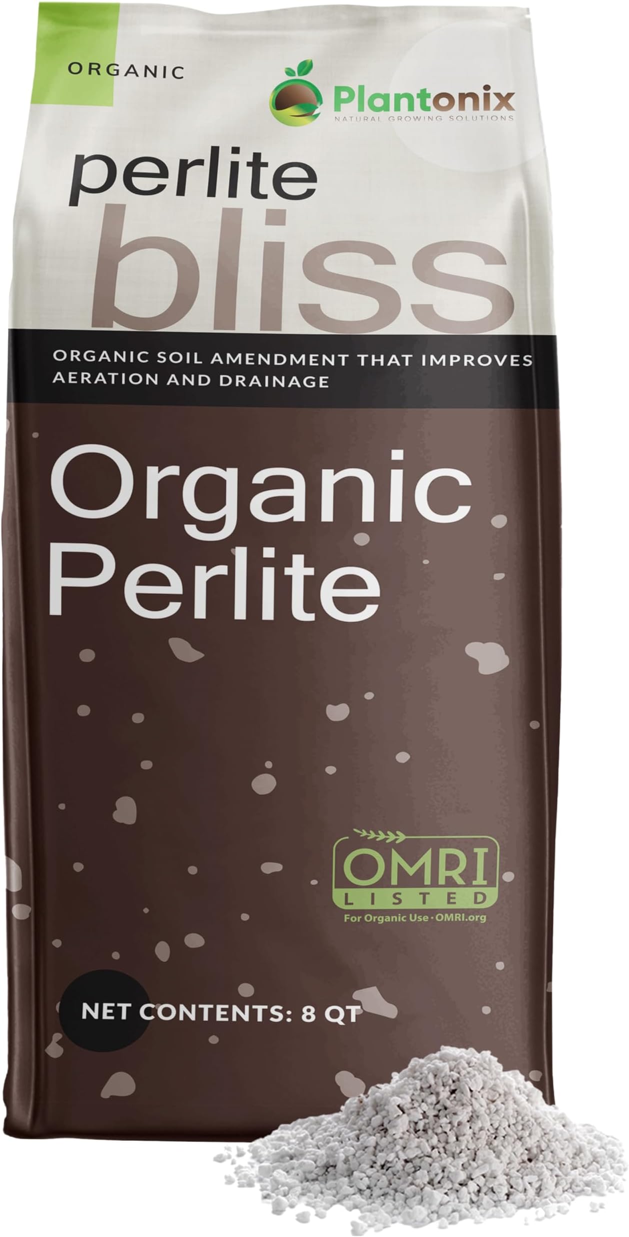Perlite Bliss (8 Qts) - Organic Perlite for Plants Indoor Soil Amendment - Horticultural Perlite for Gardening & Seed Starting - Mixes Easily with Potting Soil, Vermiculite, & Coco Coir for Plants