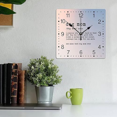 Miniatura 113 de Reloj de pared cuadrado de PVC con definición de contador, refranes motivacionales, reloj de pared grande, descripción de la palabra, 12 pulgadas