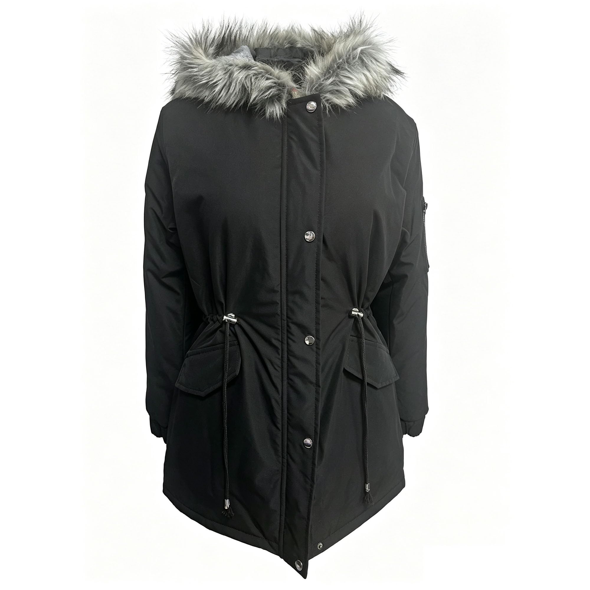Parka da donna in pelliccia sintetica con cappuccio foderato in pile caldo