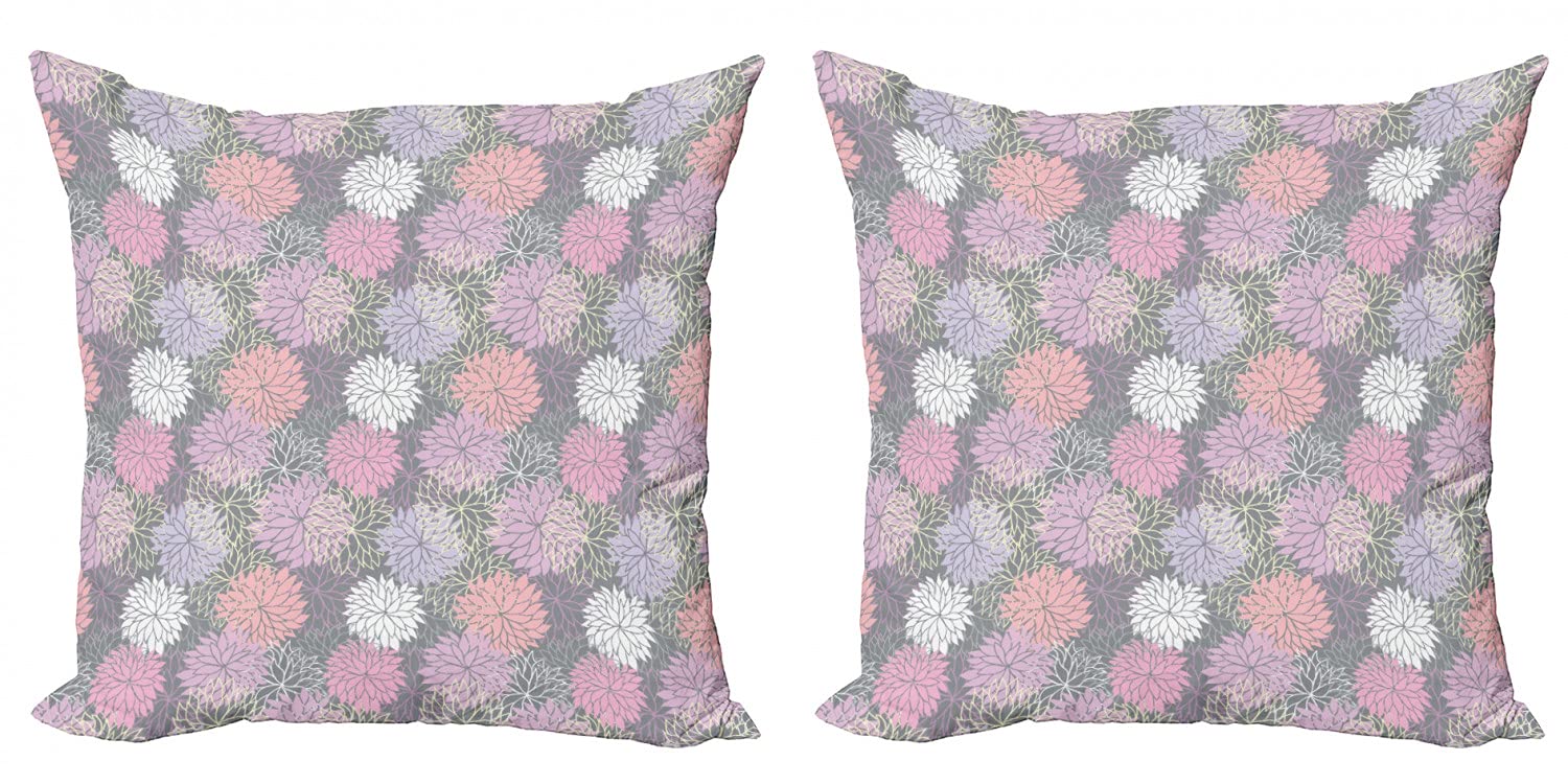 Federe Per Cuscini ABAKUHAUS Set 2 Pezzi – 60x40 Cm – Stampa Floreale Pink Blossom – Microfibra Morbida, Lavabili – Reseda Verde/rosa - 3
