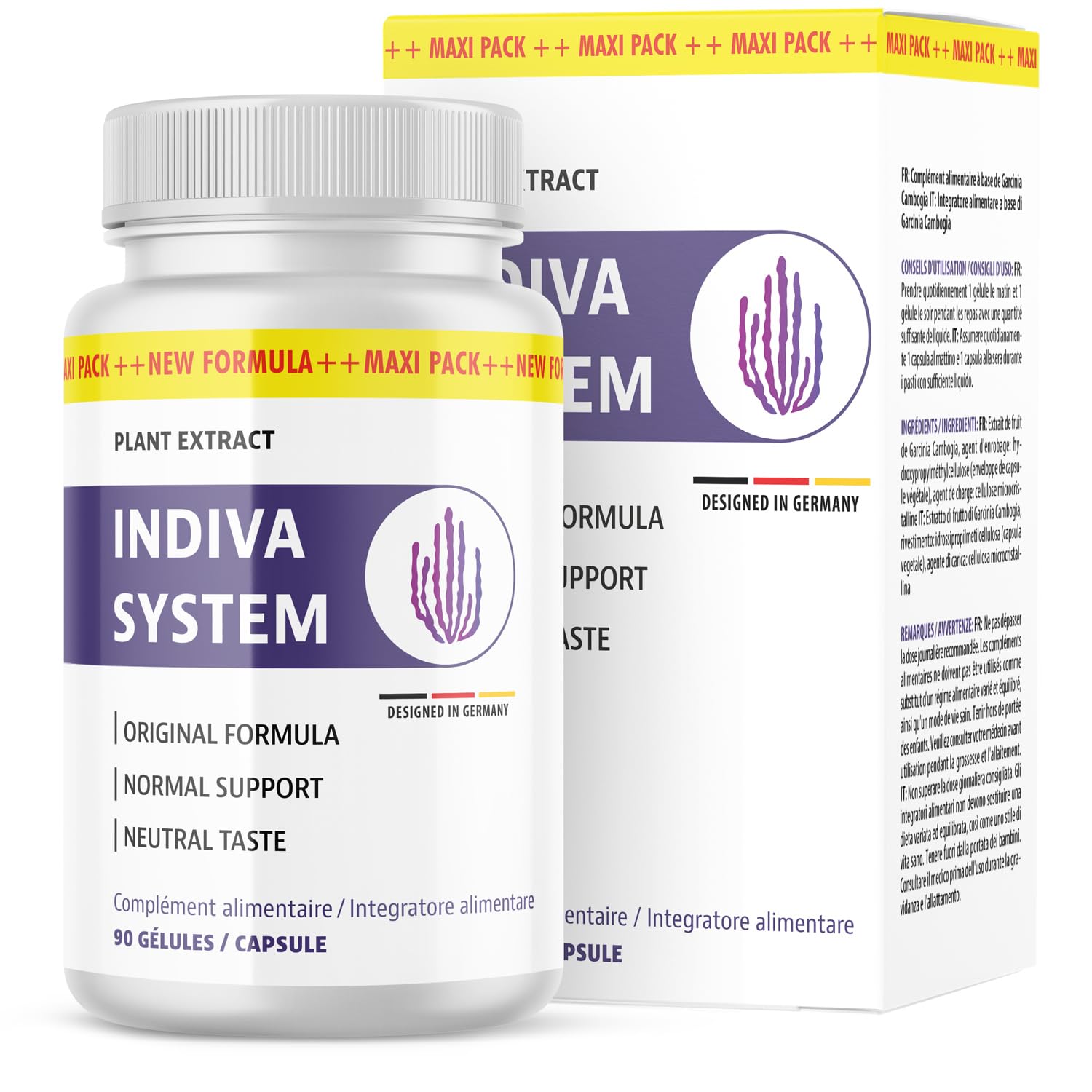 Indiva System Gélules | Avec du vinaigre de cidre et des extraits de plantes | Pour femmes et hommes | 90 gélules