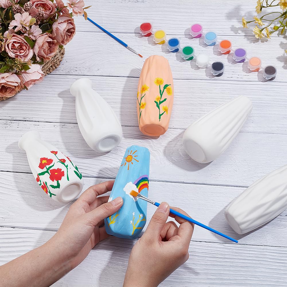 Kit De Peinture Sur Céramique WEBEEDY - 3 Vases + 12 Couleurs Acrylique + Pinceaux - DIY Décoration Maison