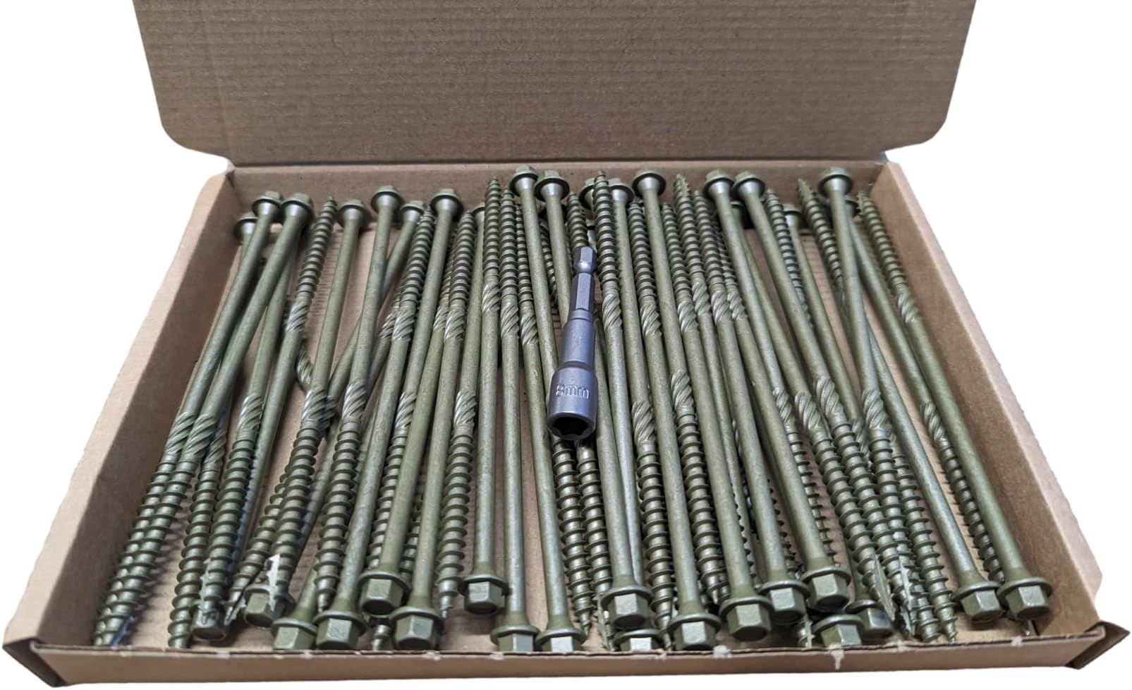 Box 50 - AJFixings Timber Hex Head Exterior Green Decking Frame Fixing Screws (150mm)