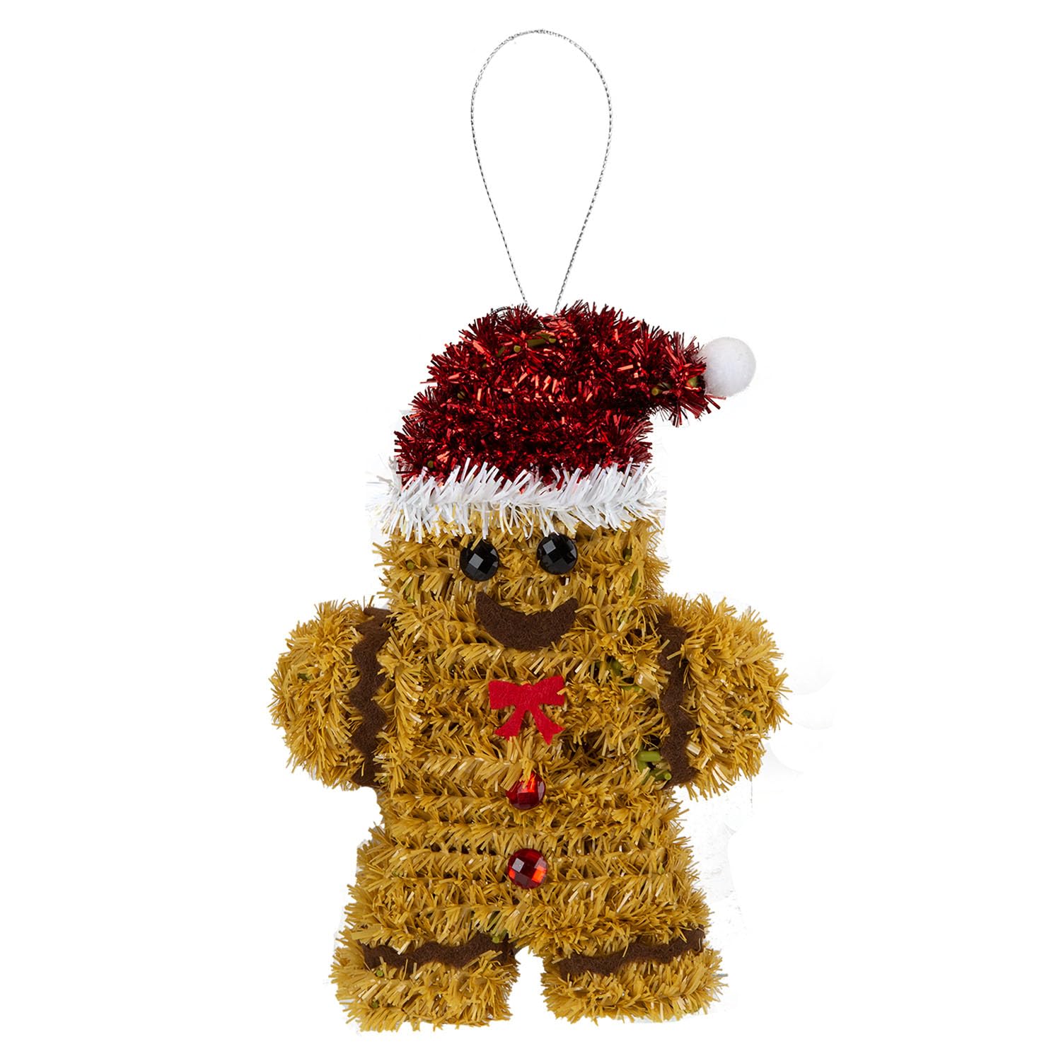 Vfm E-Store Gingerbread Man - Christmas Decoration Tinsel X 1 Stocking Filler Xmas Present Celebration Festive Winter Ornaments - 11Cm X 16Cm