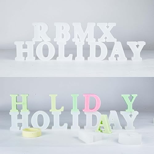 Miniatura 5 de Paquete de 27 moldes de letras de 2.5 pulgadas, 26 piezas de moldes de letras inglesas + molde de corazón de resina del alfabeto, moldes de resina