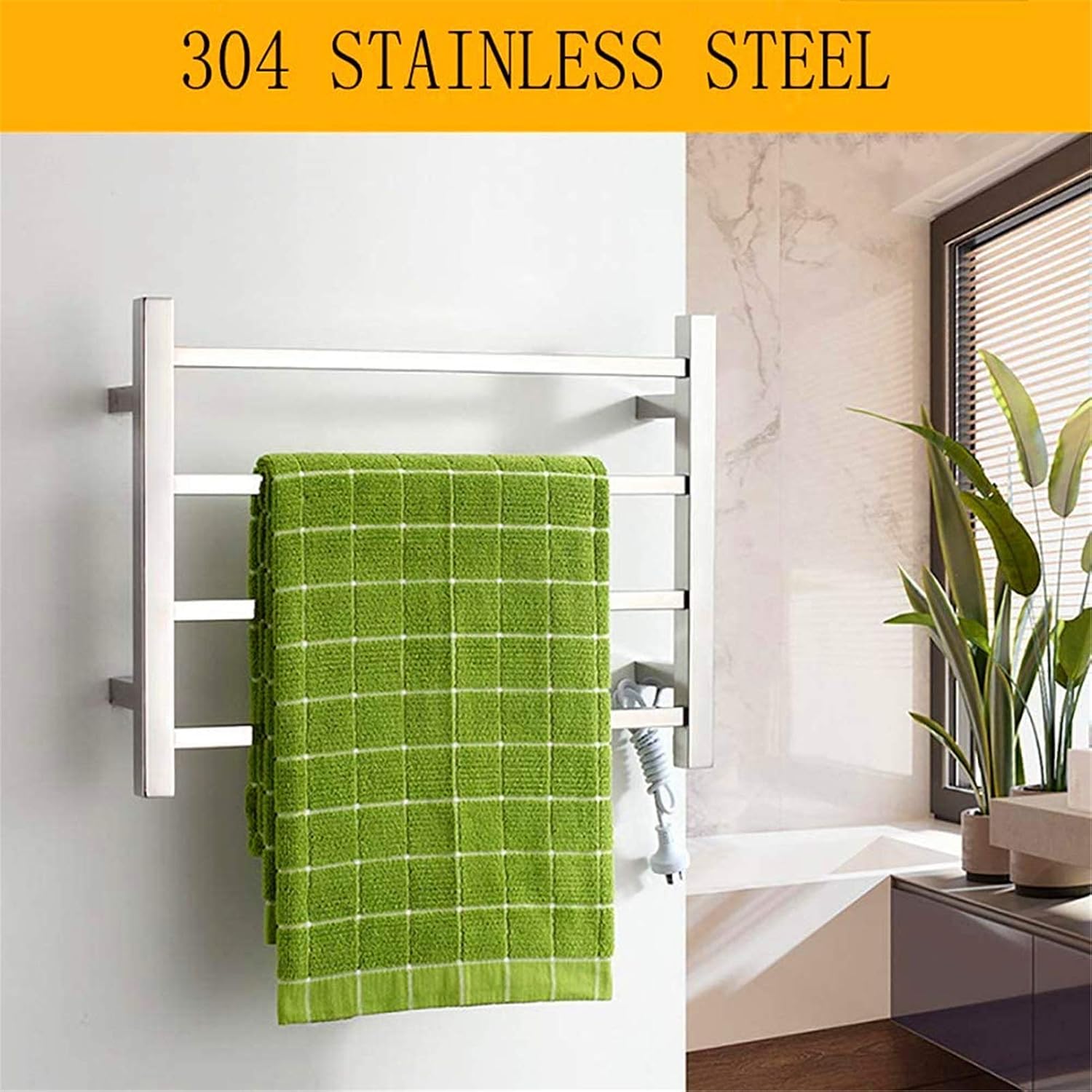 Towel Warmer, Heated Towel Warmer,Stainless Steel Electric Heated Warmer Radiator Wall Mount Towel Rail for Bathroom Kitchen,Bath Towel Dryer, Hardwi
