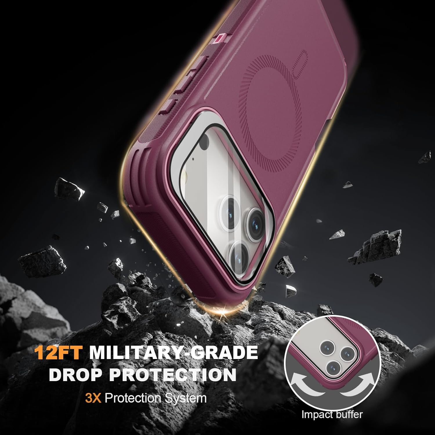for iPhone 17 Pro Max Case with Stand & Built-in Camera Cover, MagSafe Compatible, Heavy-Duty Shockproof Protection, Magnetic & Rugged Phone Cover for iPhone 17 Pro Max 6.9'', Purple-Pink - Image 7