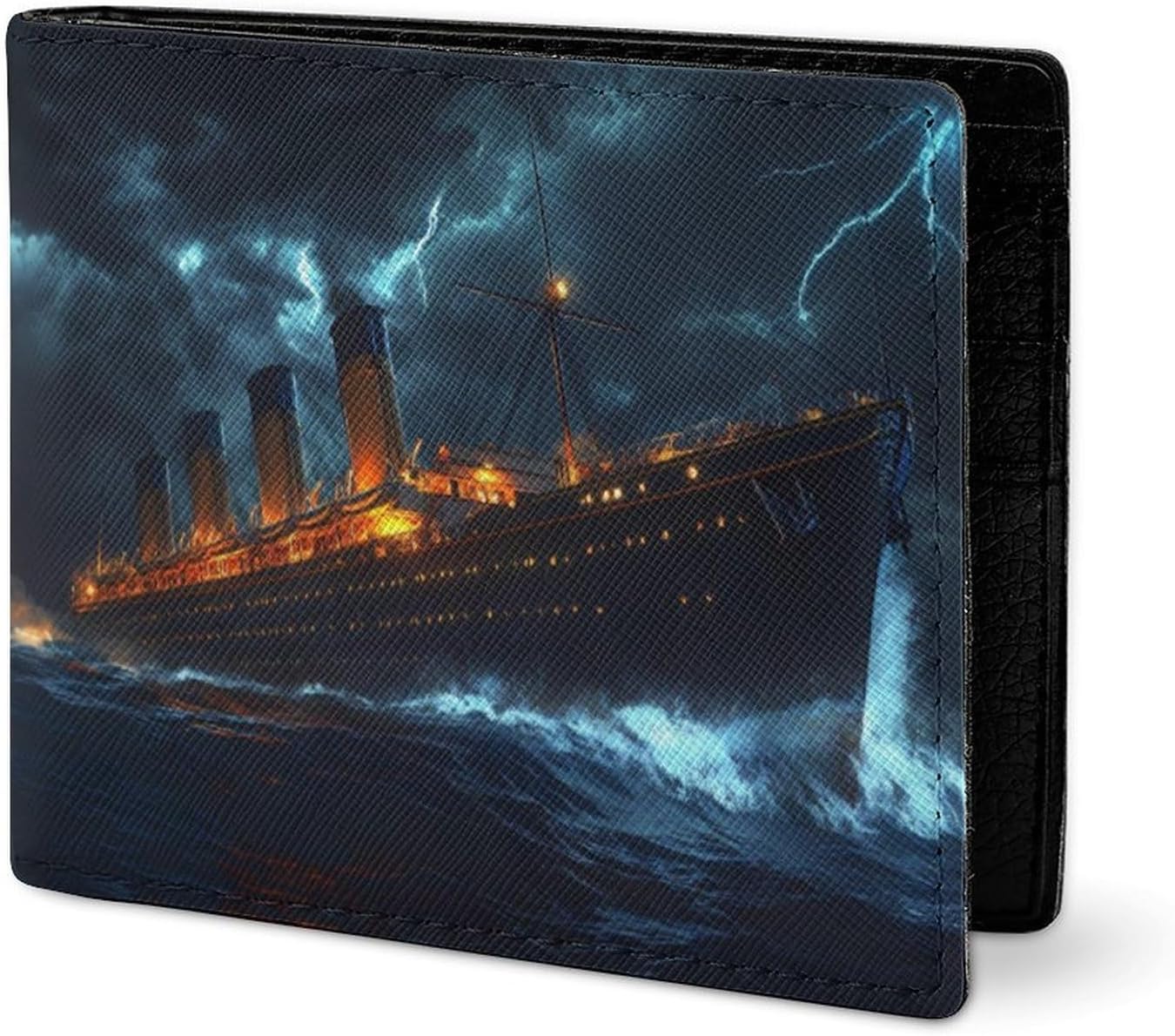 Titanic in Thunder Novelty Wallets Slim Soft Front Pockets Bifold Wallet with ID Credit Card Holder