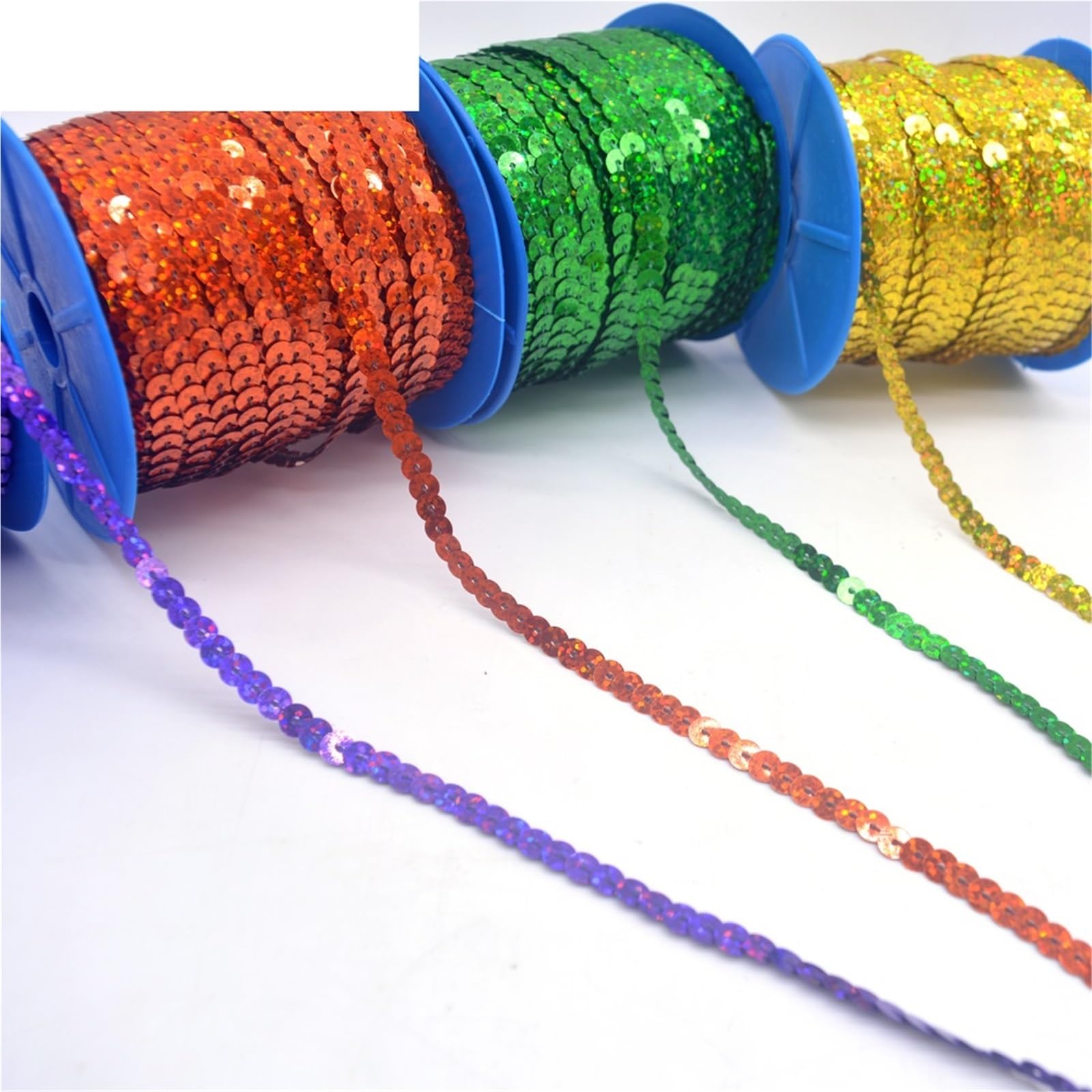 Pailettenband 10 Yards 6 mm PET runde, Flache, vergoldete Pailletten for Basteln, Nähen auf Stoff, Zubehör, Paillettenbesatz, Scrapbooking, DIY(Pink)