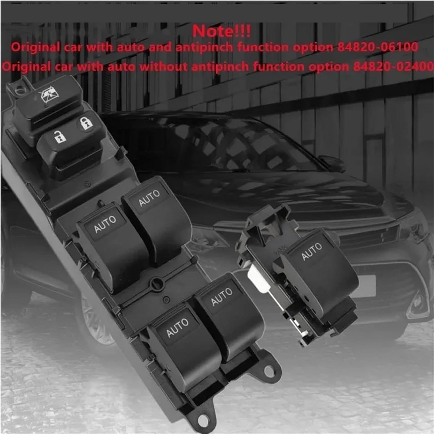 Power Window Switch Window Lifter Control All Auto Button Compatible with Toyota RAV4 Camry Corolla VIOS Yaris 84820-06100 84820-02400(Passager Side)