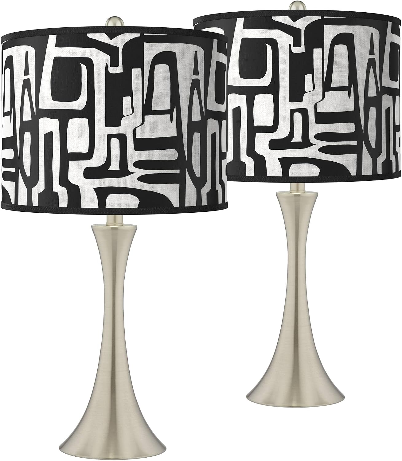 Giclee Glow Tempo Trish 26 1/4" High Brushed Nickel Touch Table Lamps Set of 2 with Print Shade