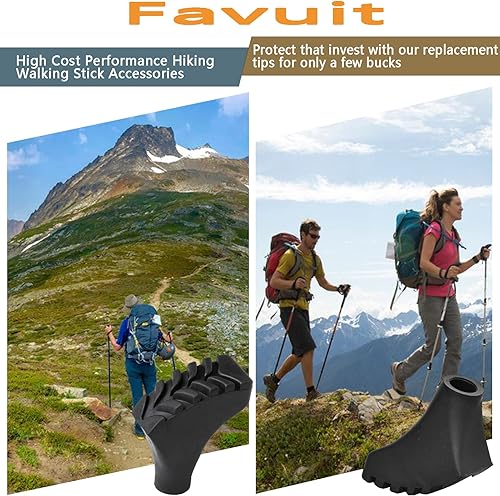 Miniatura 7 de Puntas de bastón de senderismo de goma, 4 piezas, puntas universales de carburo, puntas de botas de goma, protectores de pies de goma, copos de