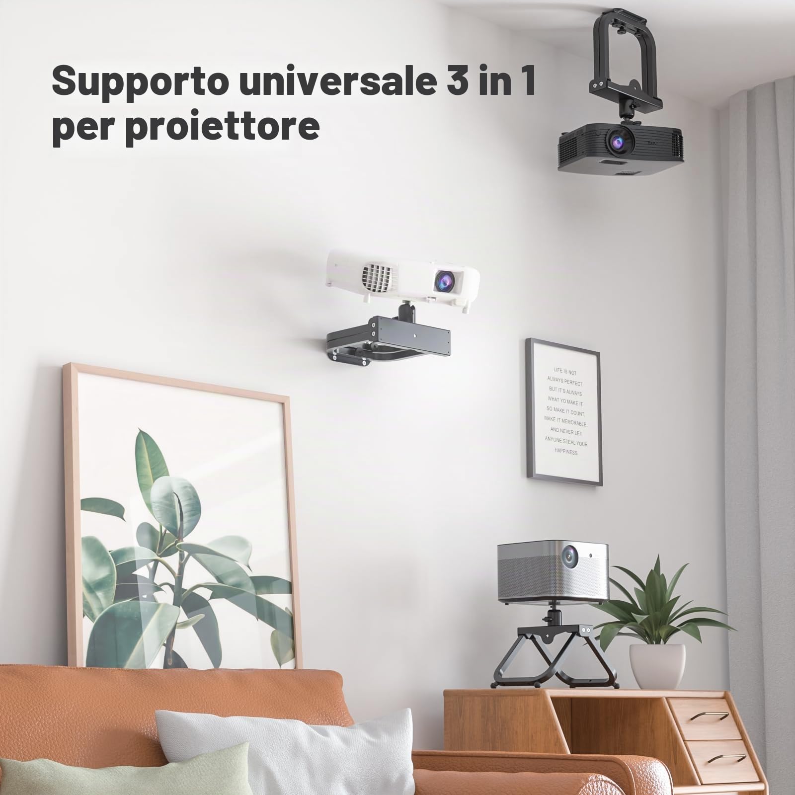 KDD Staffa Proiettore Soffitto con Regolazione a 360°, Supporto per Proiettore da Tavolo, Supporto Proiettore con 1/4 Vite di Video Proiettori LCD a LED, Supporti Proiettori per Ufficio Casa e Scuola