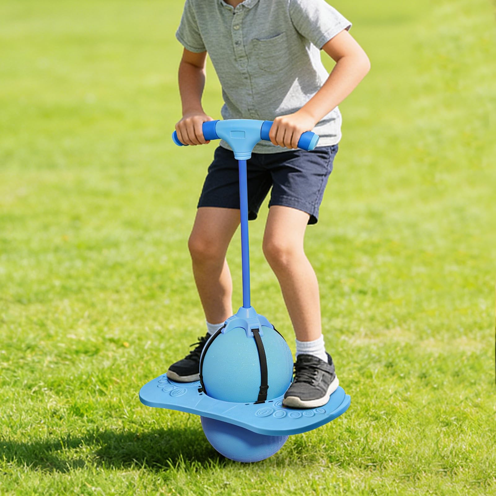 Hopping Ball Toy - Balance Jumping Exercise Ball for Kids Play | Inflatable Bouncy Seat with Handle Grip, Inflatable Bounce Seat, Active Indoor Outdoor Activity Toy for Preschool Backyard Fun