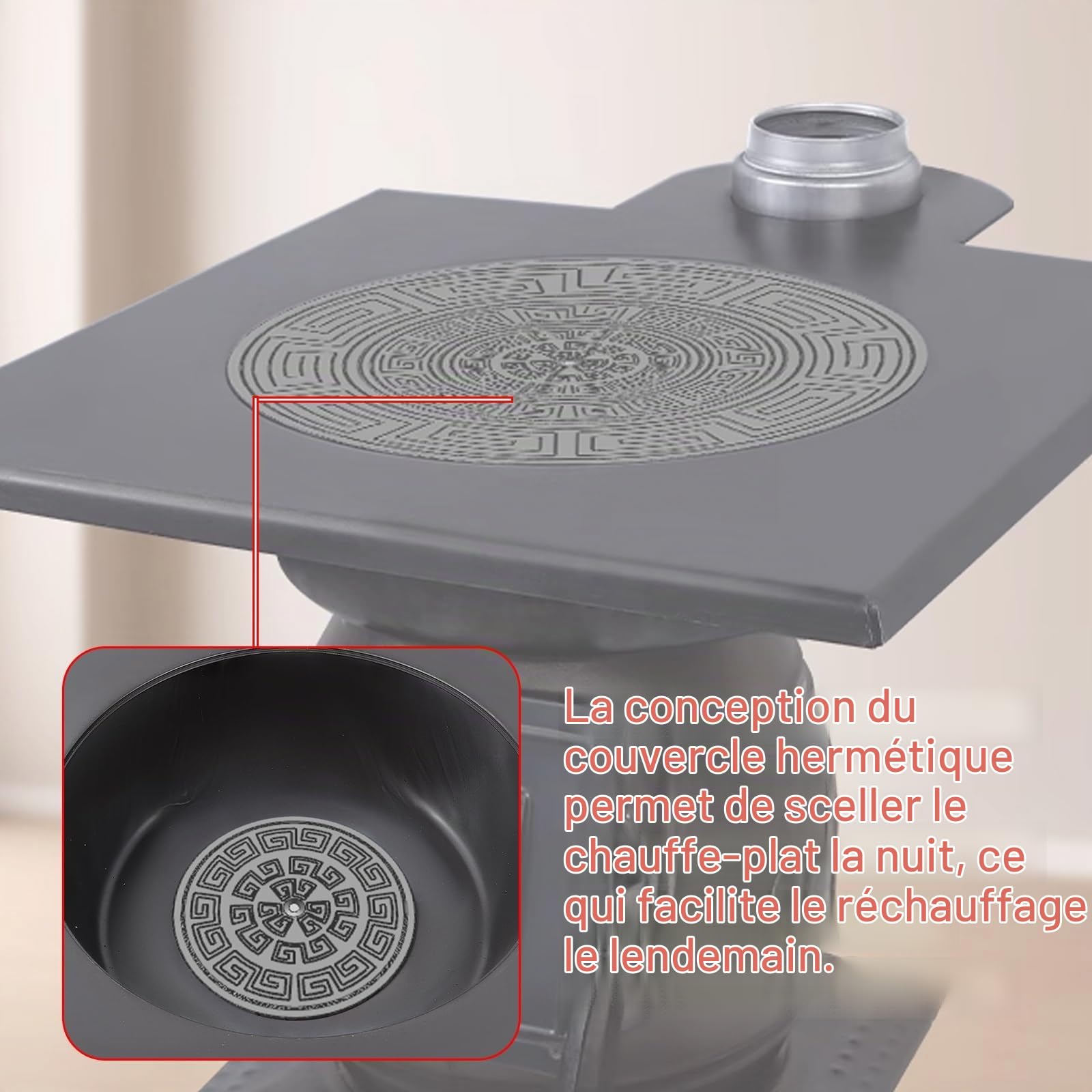 Mini Poele a Bois en Fonte Construction en Fonte avec Hublots D'observation Cuisiniere a Bois Grand Foyer Sans Fumée Convient pour la Cuisson et le Chauffage au Quotidien(A)