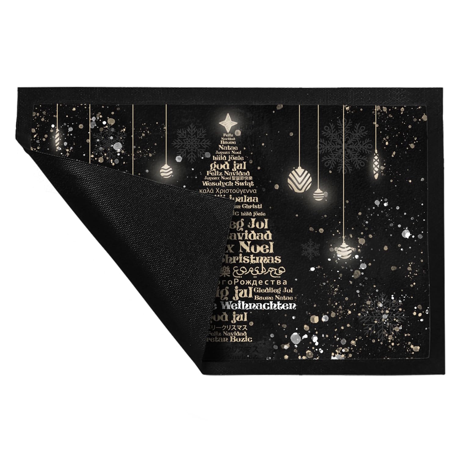speecheese Fröhliche Weihnachten in verschiedenen Sprachen Fußmatte XXL in 50x75 cm als lustiges Geschenk für weltoffene Menschen die Allen Besuchern EIN frohes Weihnachtsfest wünschen