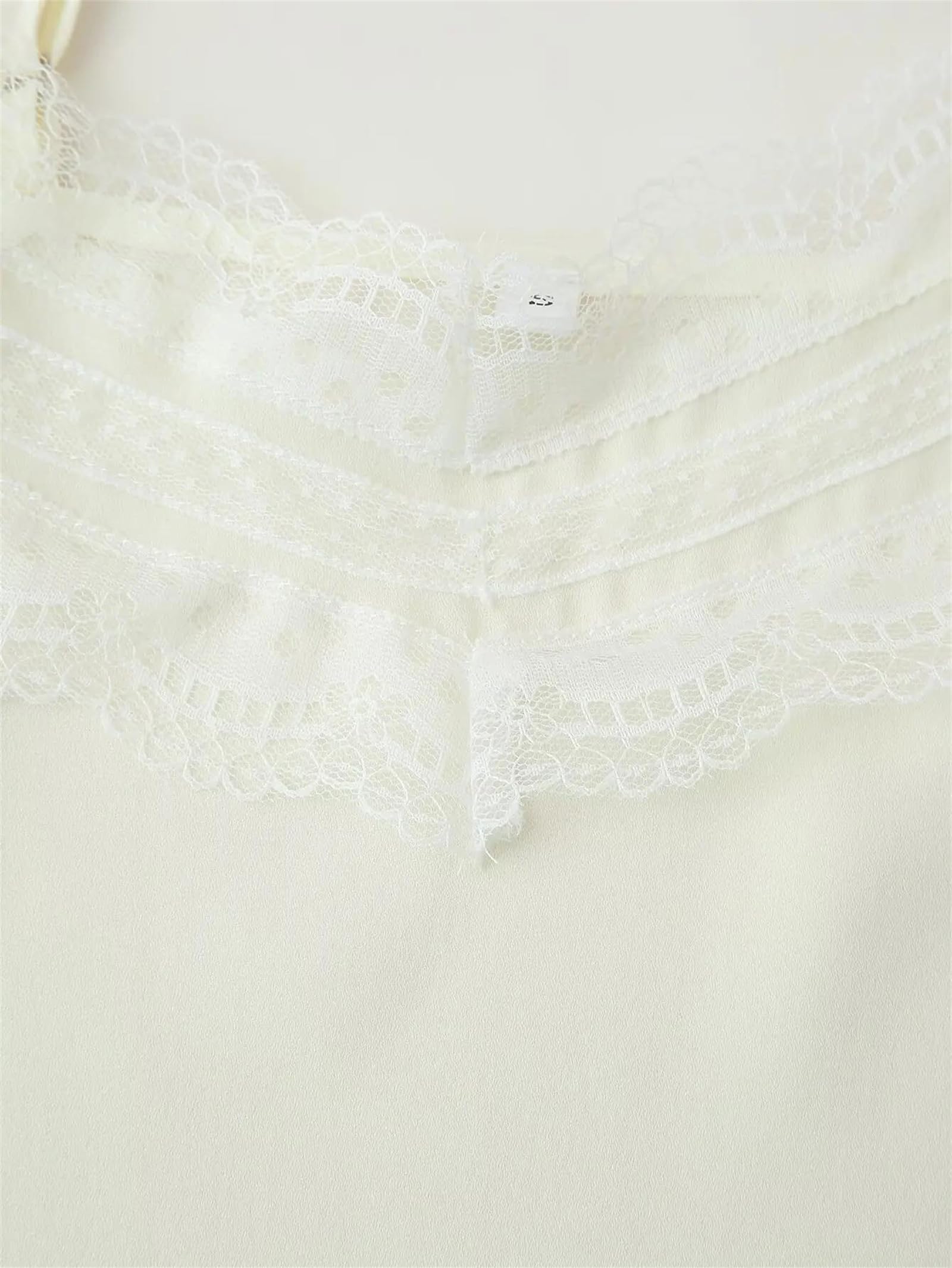 Generico Top da Donna con Scollo a V, in Pizzo, con Spalline Sottili, Stile Sexy, Senza Maniche, Stile Festa, Senza Schienale (Pnnrk Large)