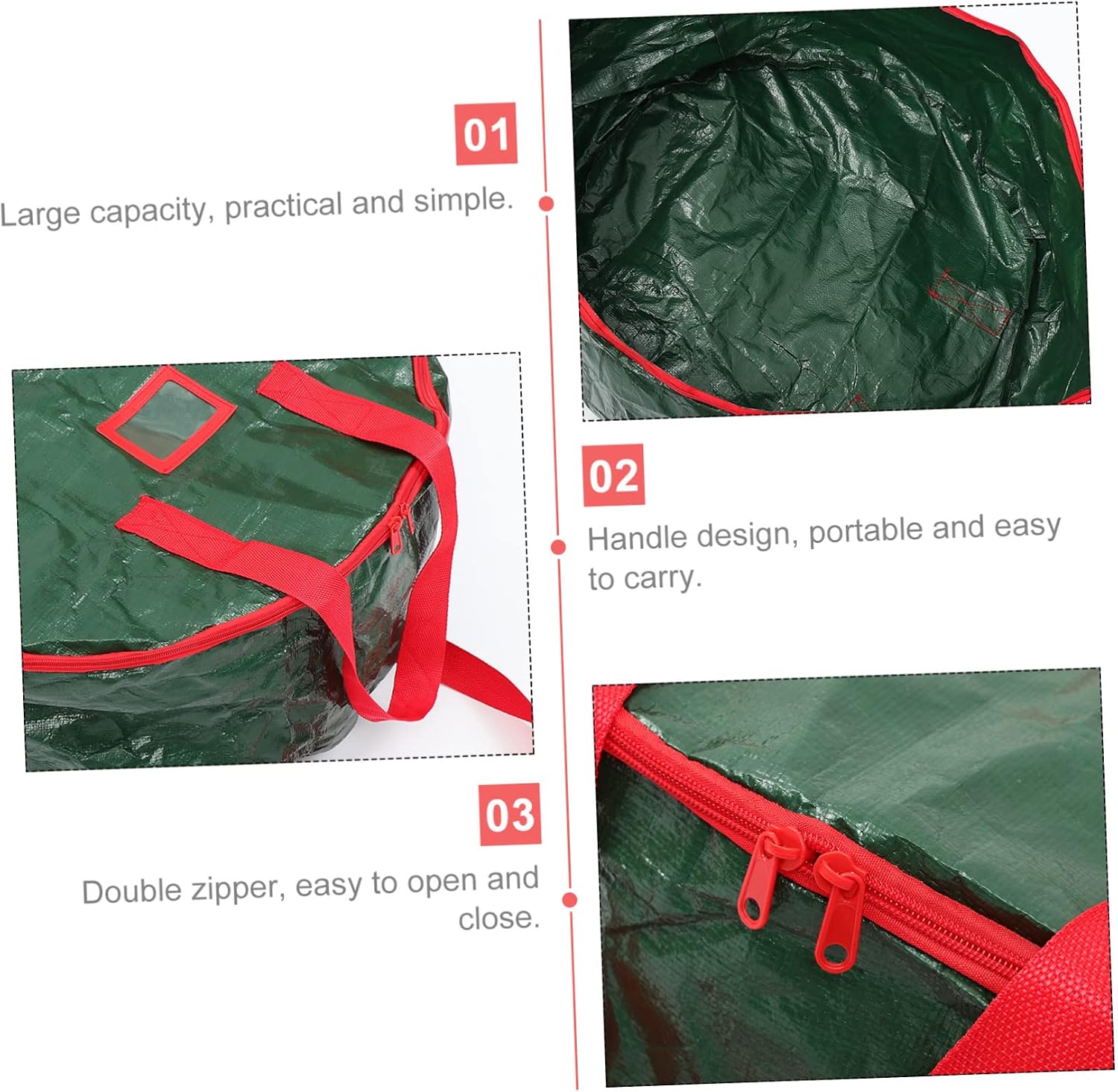1pc Premium Plastic Round Christmas Wreath Storage Bag Holiday Ornament Container Pe Design for Organization and Garment Packing