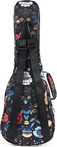 Miniatura 106 de CLOUDMUSIC Funda para ukelele - Mochila acolchada para soprano de 21 pulgadas (soprano, bordado de flores de pavo real azul)