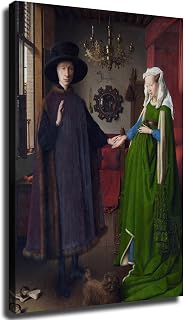 Arnolfini Portrait Jan Van Eyck Poster Canvas Wall Art Print Picture Oil Painting Aesthetic Children's Room Bedroom Living Room Home Decor (08x12inch Unframed)