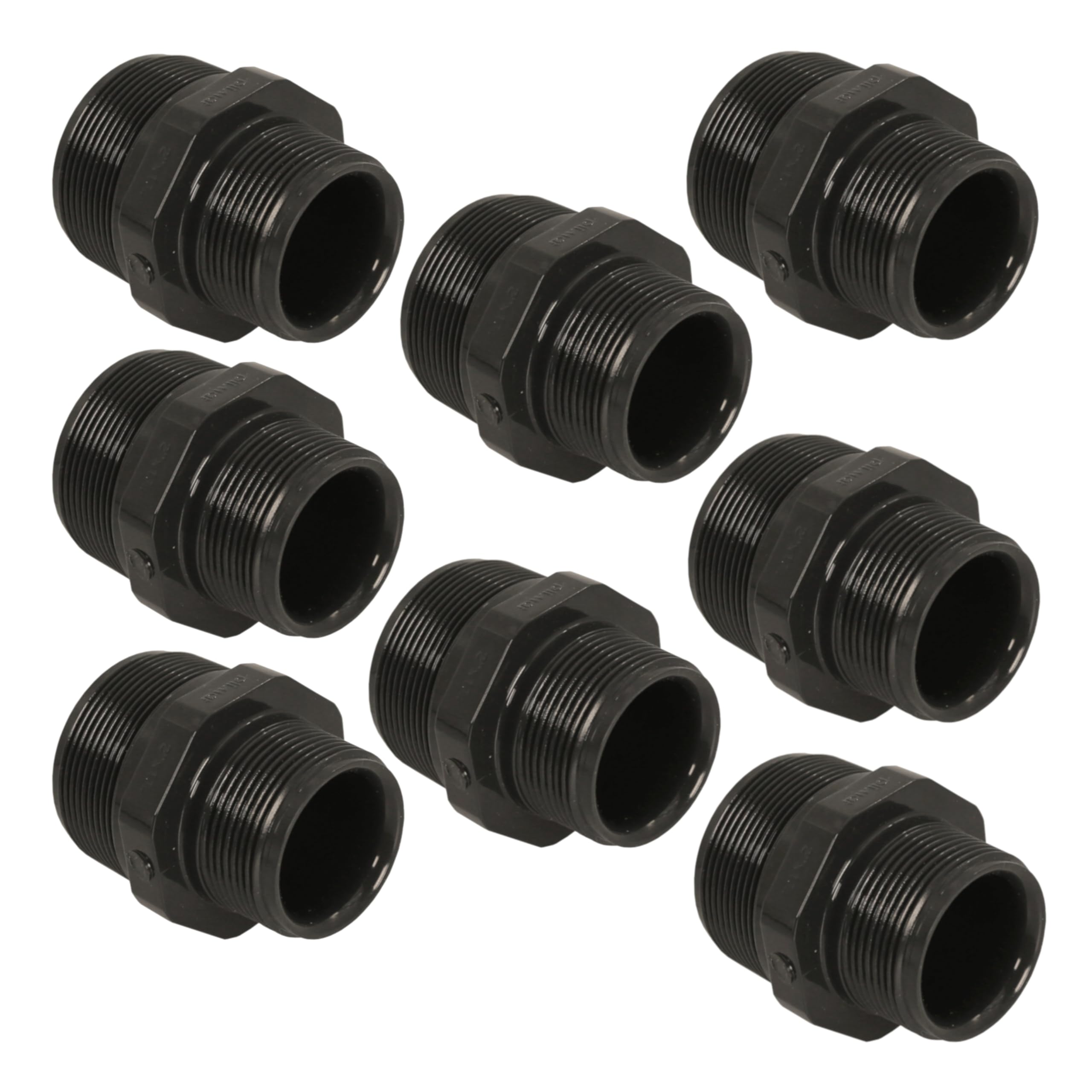 HAF 8X PVC Fittings Doppelnippel mit 2" x 1 1/2" | Außengewinde x Außengewinde | 2 Zoll x 1,5 Zoll | Verbinder aus grauem PVC | PN16 für Rohr, Poolverrohrung, Druckleitung, Rohrleitung & Teich