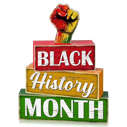 4 Pcs Wooden Black History Month Tabletop Decor Tiered Tray