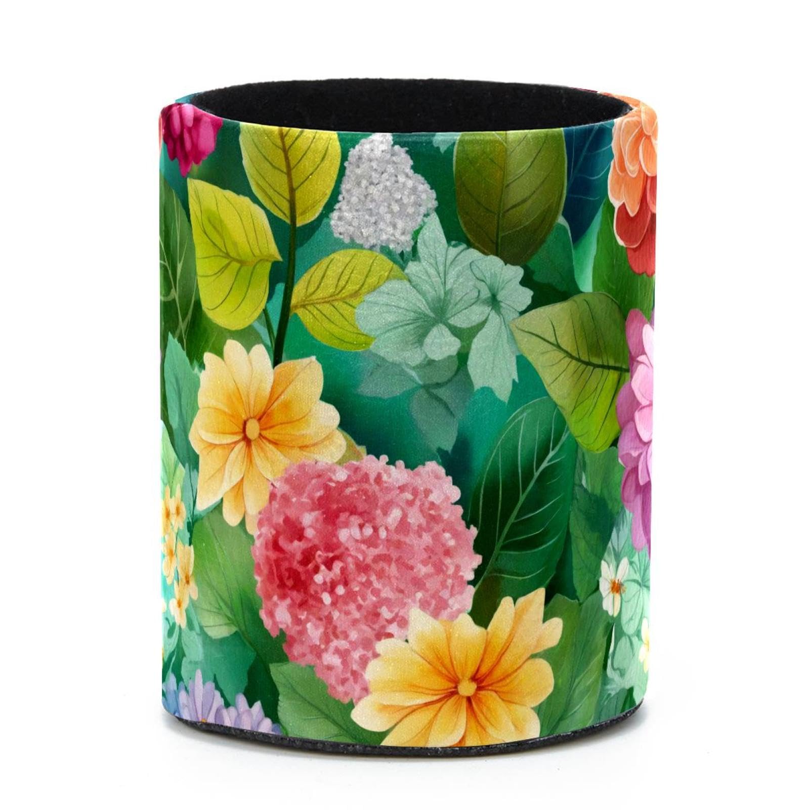 VAPOKF Round Pencil Holders for Desk, Watercolor Flowers Pen Holders Pen Pot Makeup Brushes Storage Desktop Stationery Supplies Organiser for Home Office