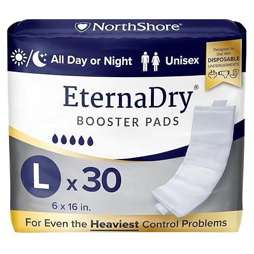 NorthShore EternaDry Booster Pads for Men and Women with Adhesive, Large, Pack/30 - Large, Pack/30