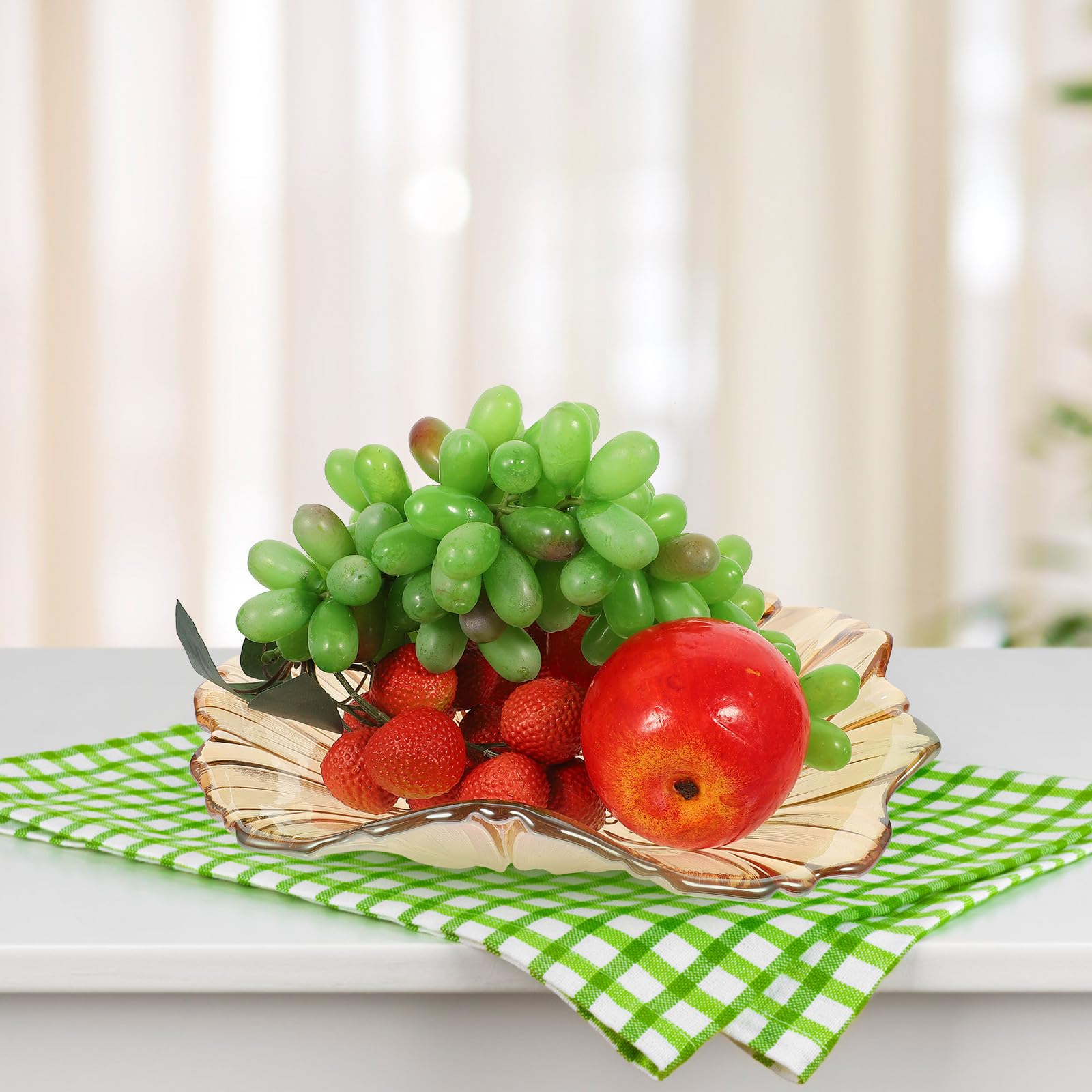 INOOMP Vassoio Portaoggetti in Vetro Ambra a Girasole, Piatto Portafrutta Creativo per Casa e Cucina, Forniture per Feste e Servizio Versatile per Colazione e Cena