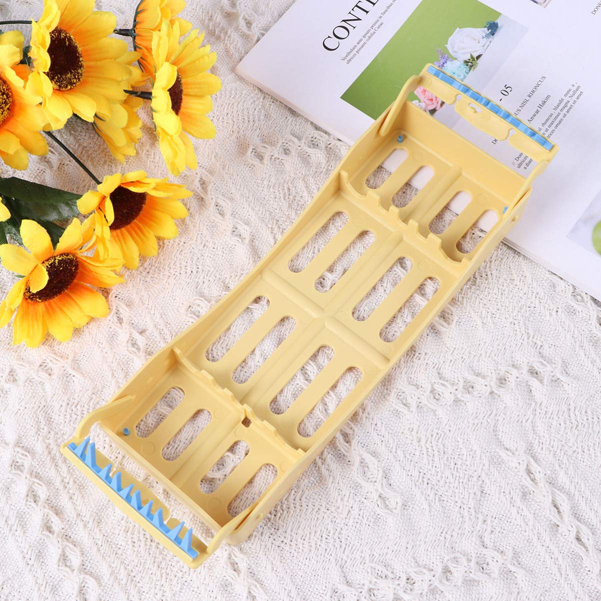Autoklav Sterilisationskassette Box Tray Tray für 5 Werkzeuge Lagerung 1pc (Gelb)