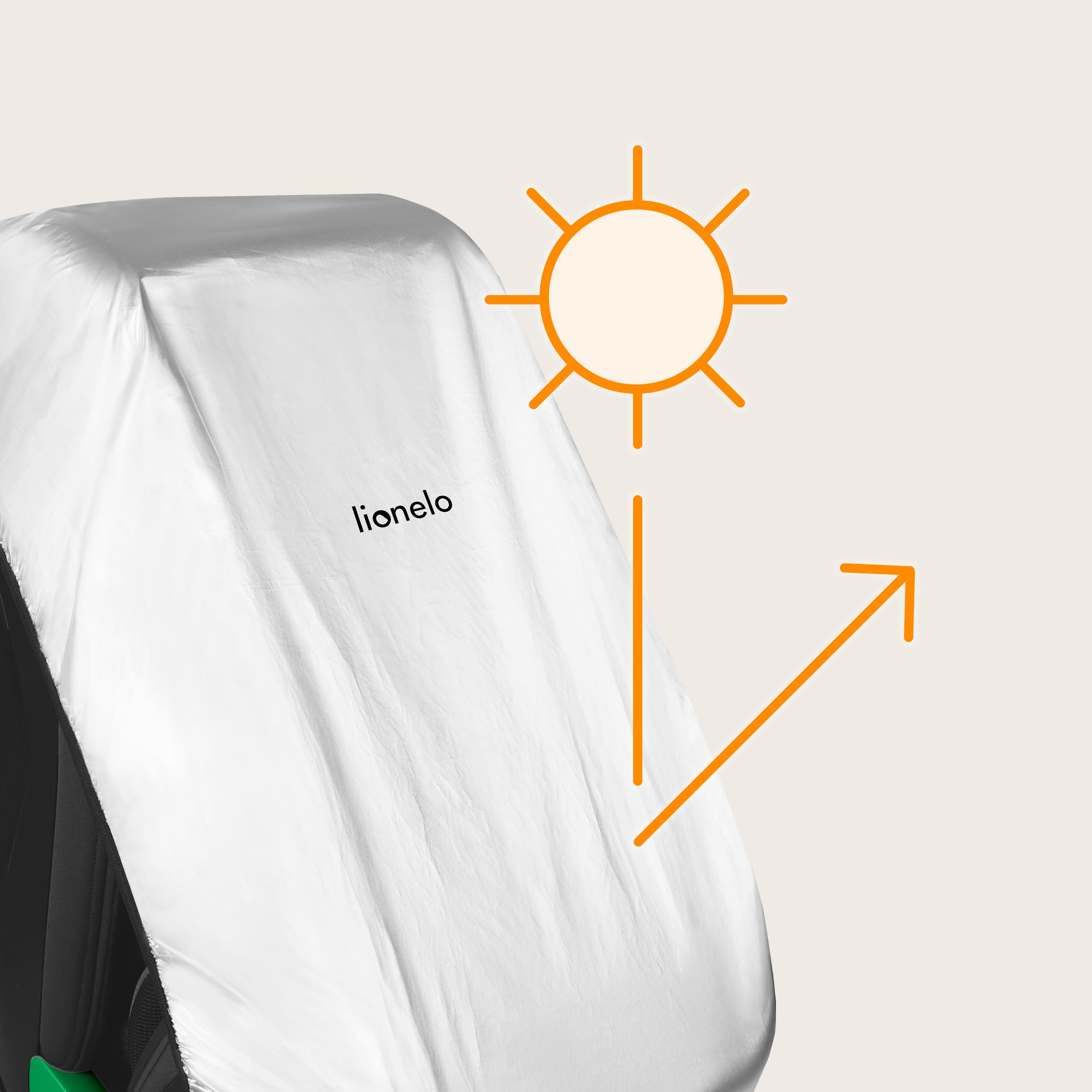 LIONELO THERMALCOVER Uniwersalny Pokrowiec na Dziecięcy Fotelik Samochodowy, Osłona Przeciwsłoneczna Wysoka Ochrona UPF50+, Ochraniacz Zapobiega Nagrzewaniu Fotelika, Łatwy Montaż