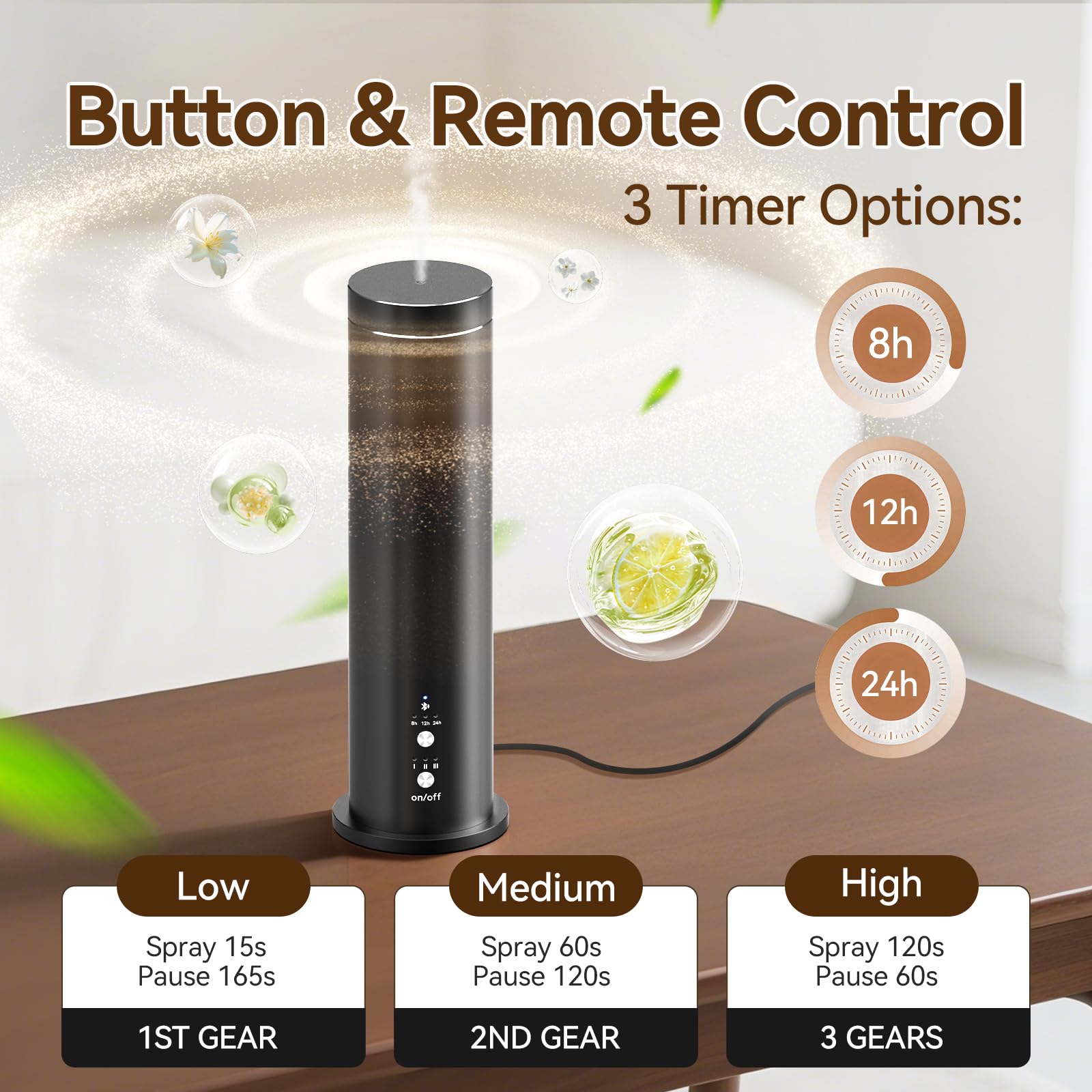 Difusor de aroma sin agua con Bluetooth, máquina difusora de aceites esenciales de 100 ml para el hogar, oficina, spa, difusor de fragancia de aromaterapia con 6 aceites esenciales incluidos, control