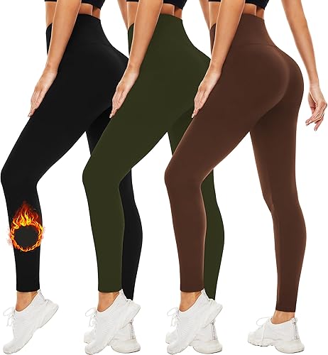 FULLSOFT Paquete de 3 leggings para mujer que no se transparentan a través del entrenamiento, cintura alta, control de abdomen, pantalones de yoga