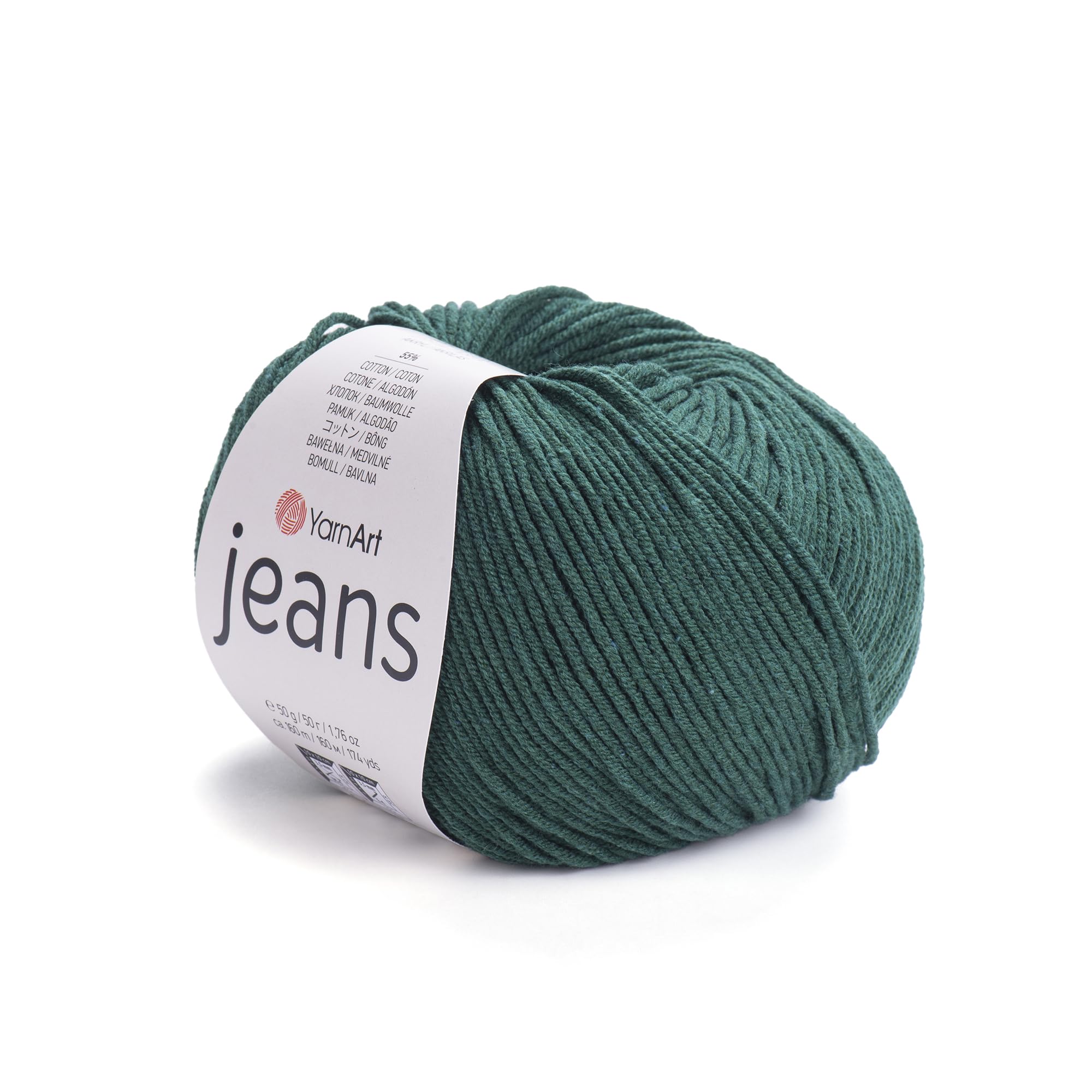 YarnArt Jeans Sport Yarn 55% Cotton 45% Acrylic 1 Skein/Ball 50 gr 174 yds Soft Cotton Yarn for Knitting & Amigurumi