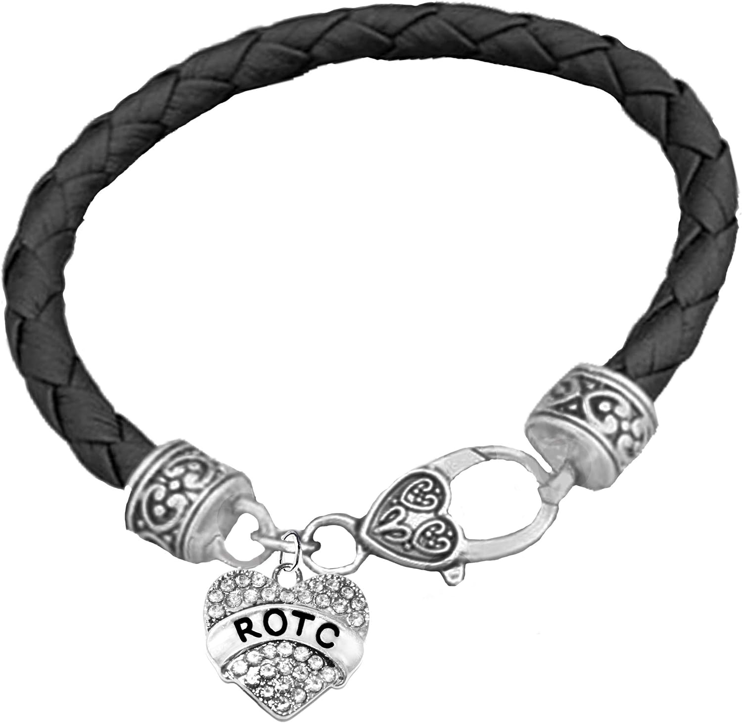 Cardinali Jewelry ROTC, Genuine Black Leather Bracelet, Hypoallergenic Safe-Nickel, Lead And Cadmium Free