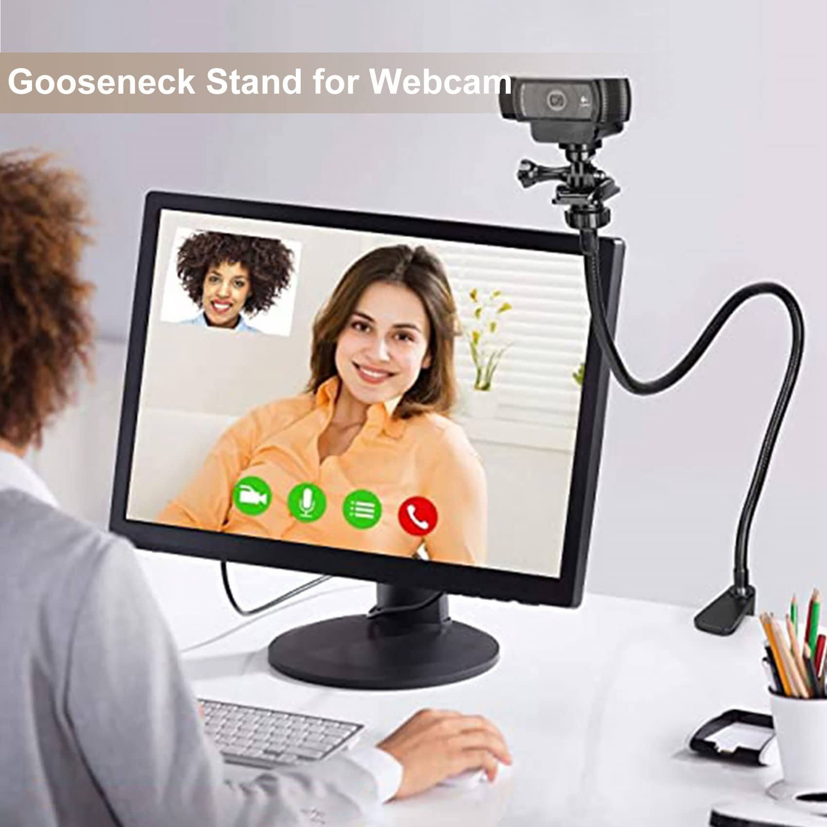 Support de CaméRa avec Pince à Mâchoire de Bureau AméLioréE Support Col de Cygne Flexible pour Webcam 4K C925E C922X C922