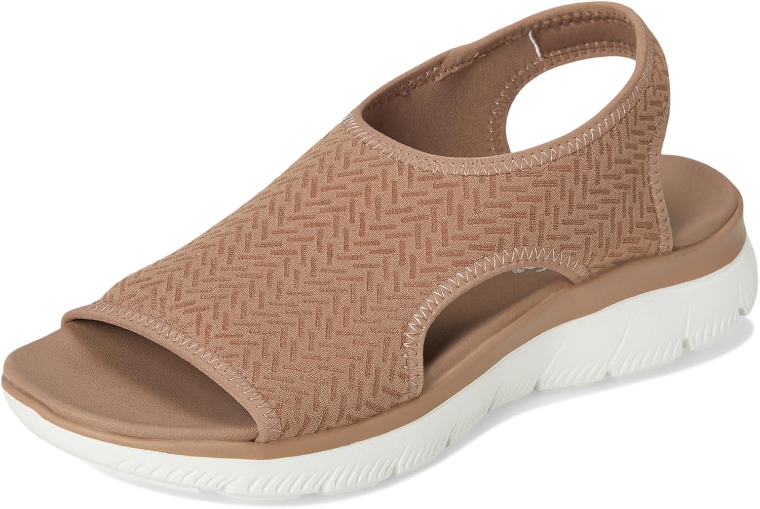 Skechers Women's SUMMITS - OUTTA HERE, Textured Chevron Neoprene H-Band Sandal, Black/Black, 5M - Image 7