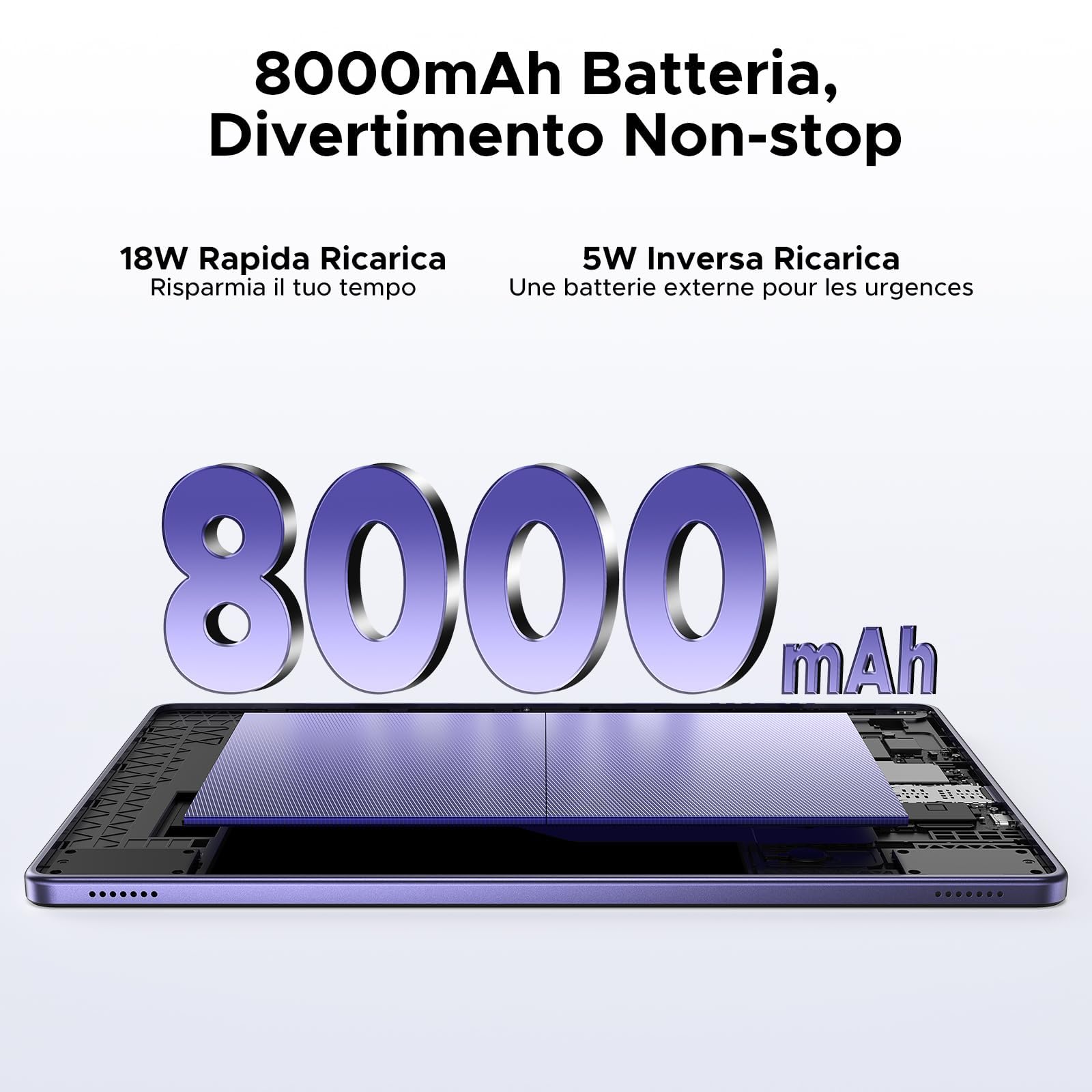 DOOGEE Tab G6+ Tablet 11 Pollici, 32GB+256GB/2TB Tablet Android 15, 4G LTE + 5G WiFi, 1920x1200 FHD+ IPS, Unisoc T7280 Octa Core Tablets Gaming, 8000mAh/Widevine L1/Face ID/GPS/BT5.0/OTG - Viola