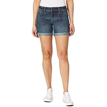 WallFlower Women's Feisty Curvy 5" Utility Denim Shorts Low-Rise Insta Stretch Juniors