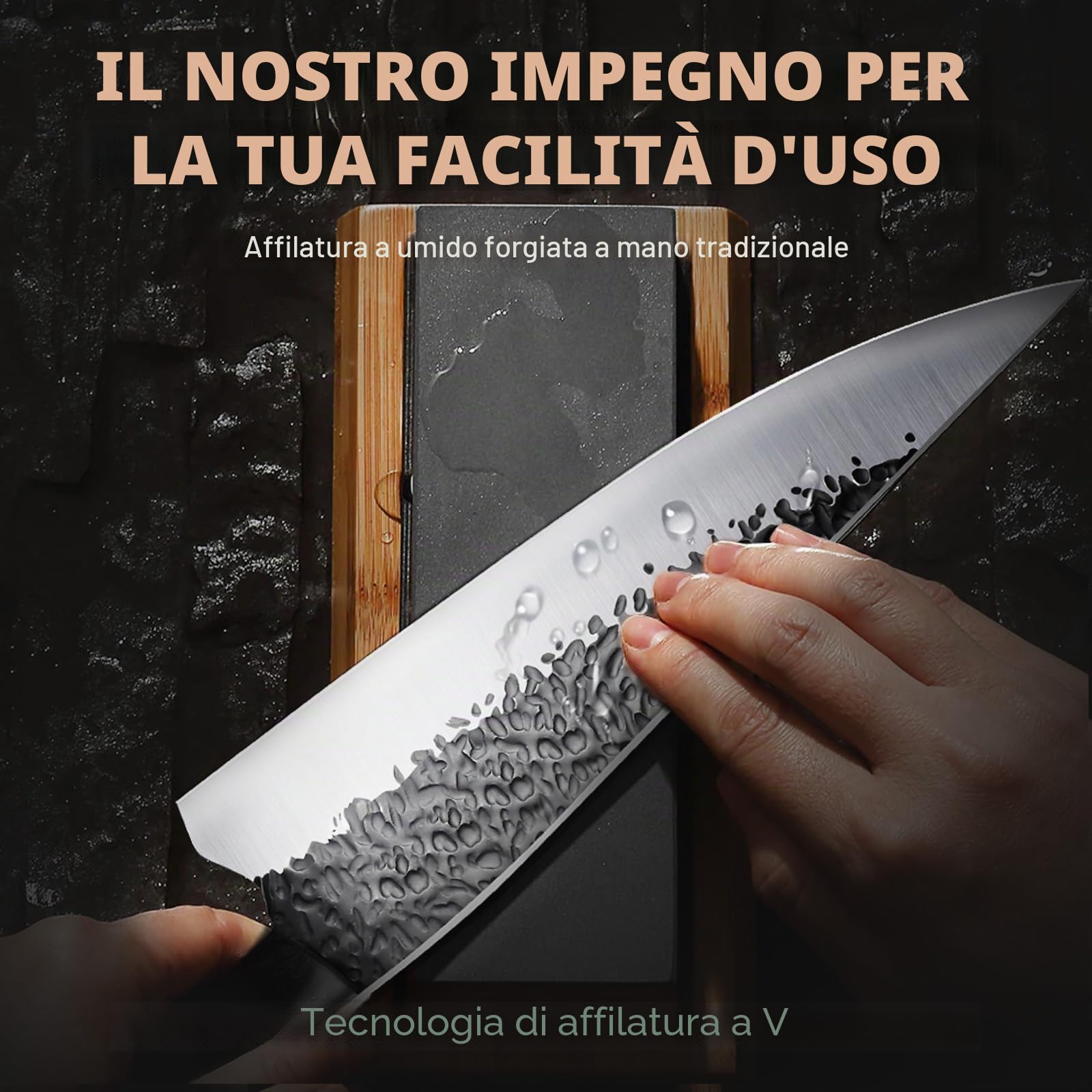 Purple Dragon Set di Coltelli da Cucina 3 Pezzi in Acciaio al Carbonio | Acciaio al Carbonio, Manico Ergonomico, Set 3 Pezzi con Coltello Cucina, Santoku e Pelapatate per Uso Quotidiano Domestico