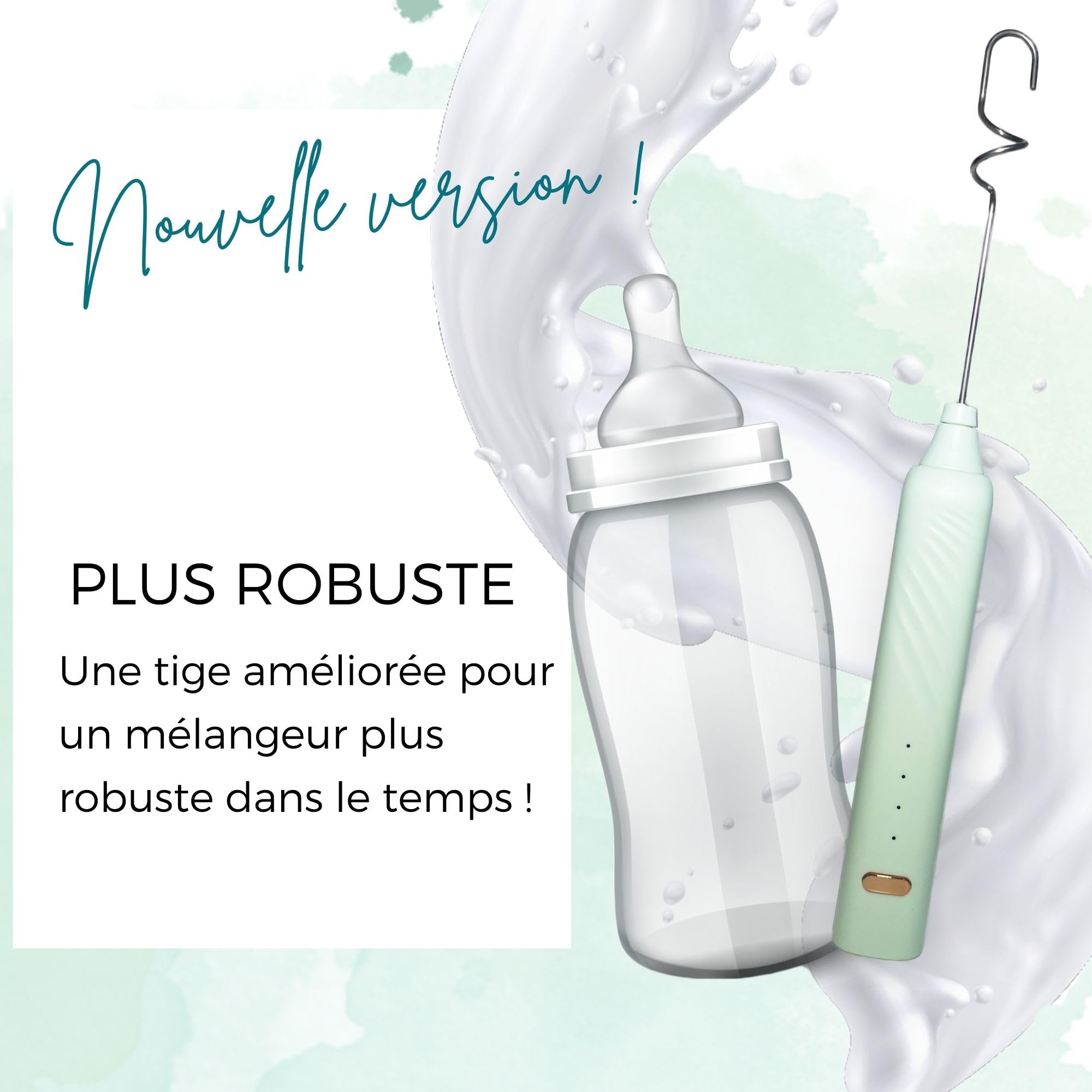 CLIMSOM - Nuova Versione! Miscelatore USB RICARICABILE Per Latte in Polvere Anti-Grumi, Miscela Omogenea in Pochi Secondi, Ideale per Latte Addensato, Preparazione di Latte in Polvere per Neonati