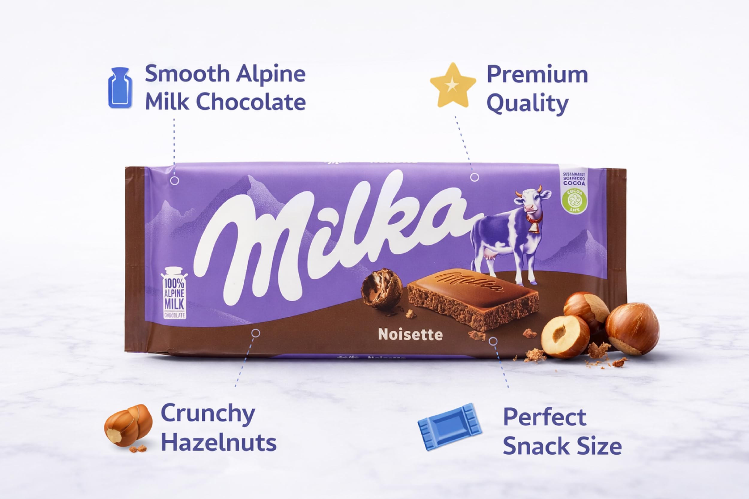 Amazon.com : Milka Noisette Milk Chocolate 90g (Pack of 10